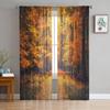 Autumn Park Forest Sheer Curtains Living Room Window Tulle Curtains For Bedroom Kitchen Home Decoration Voile Drapes