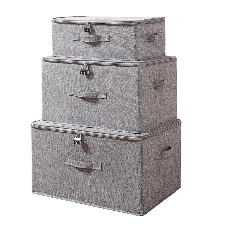 Тканевый ящик для хранения вещей в японском стиле с замком-паролем и молнией