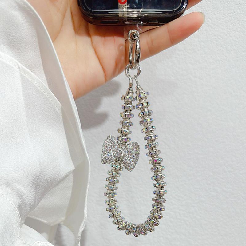 Mobile Phone Lanyard Wrist Short Style Carrying Chain Water Diamond Ball Luxurious Beading Universal Pendant Anti Loss Lanyard
