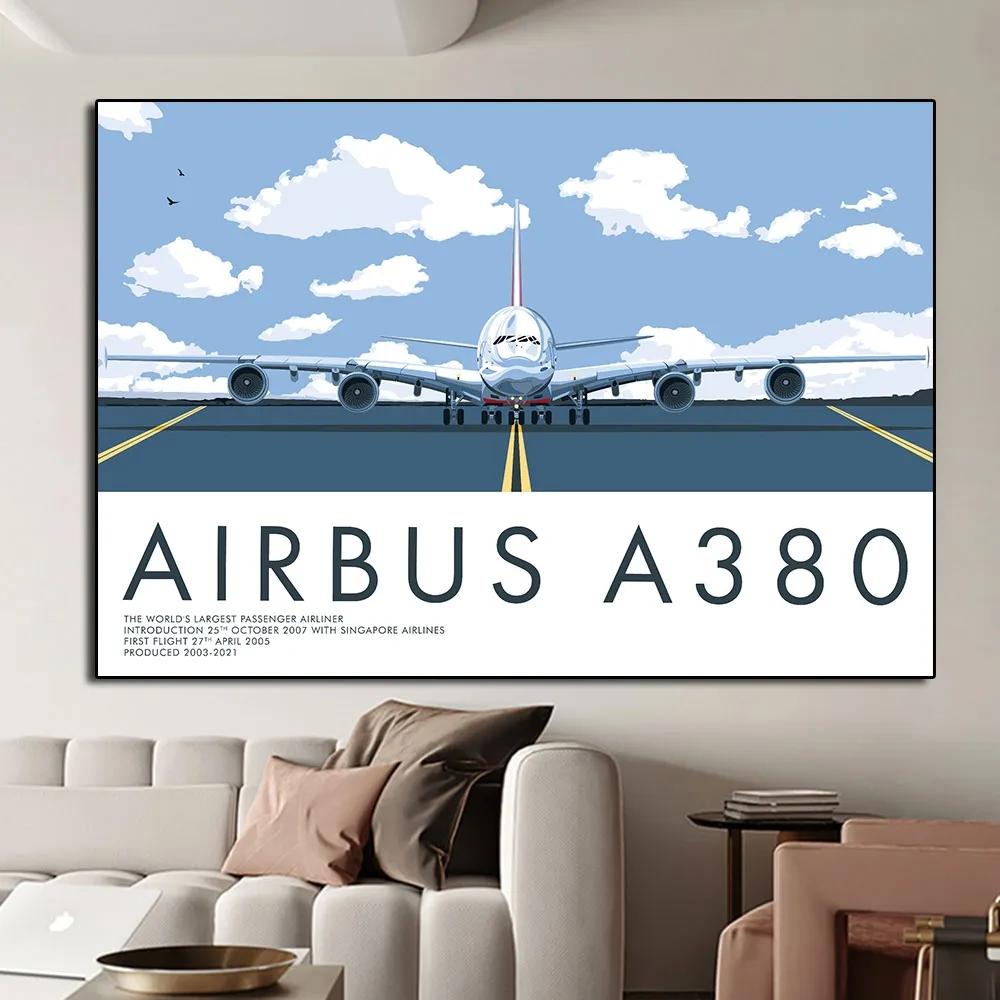 Классические постеры и принты с самолетами A380, минималистичные иллюстрации, холст, живопись, настенная живопись для гостиной, дома