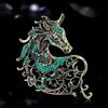 Casual Zodiac Animal Pins Hollow Out Metal Badge Pin Rhinestone Horse Head Brooches  for Women