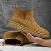 Fashion Cowhide Flat Bottomed Short Boots Men Autumn Winter British Style Anti-skid Comfortable Chelsea Boots Sports Casual Shoes