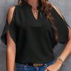 Summer Women's Solid Color V-Neck Off-Shoulder Chiffon Blouse