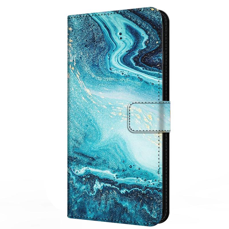 Кожаный чехол-книжка для Samsung A37 A57 Чехол Кошелек Книжка Подставка Магнитная Крышка Galaxy A 57 37 5G Capa Мраморные Узоры Funda Бампер