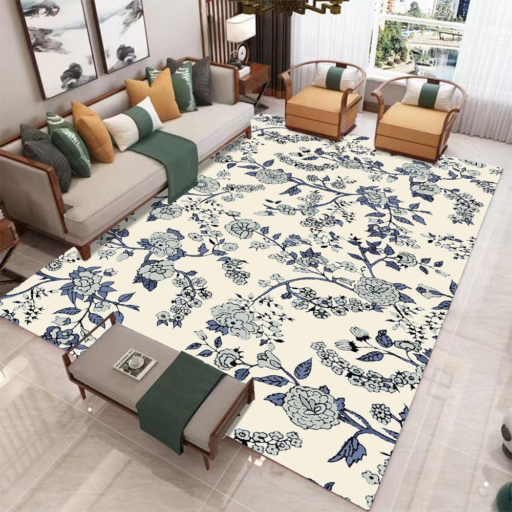 Retro Boho Floral Carpet Living Room Bedroom Balcony Sofa Table Door Entrance Rug Non-slip Machine Washable Home Decoration Mat