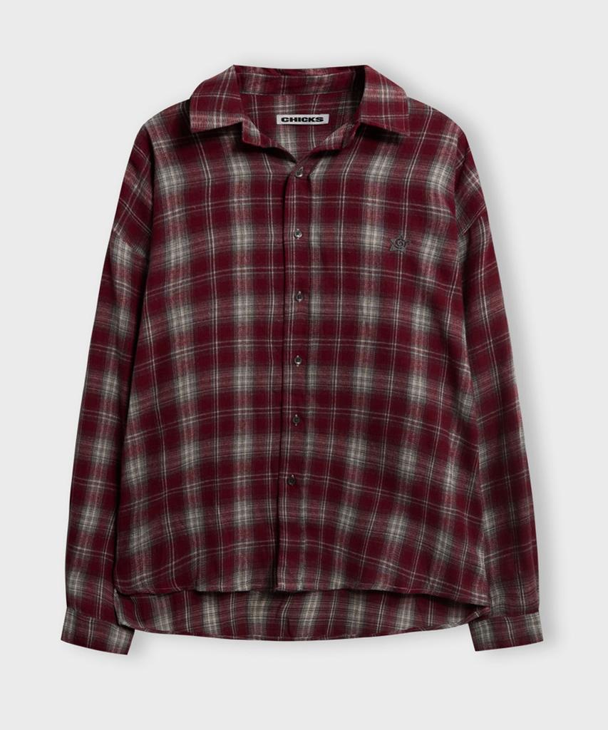 CHICKS Vintage Tartan Check Flannel Shirt Brown