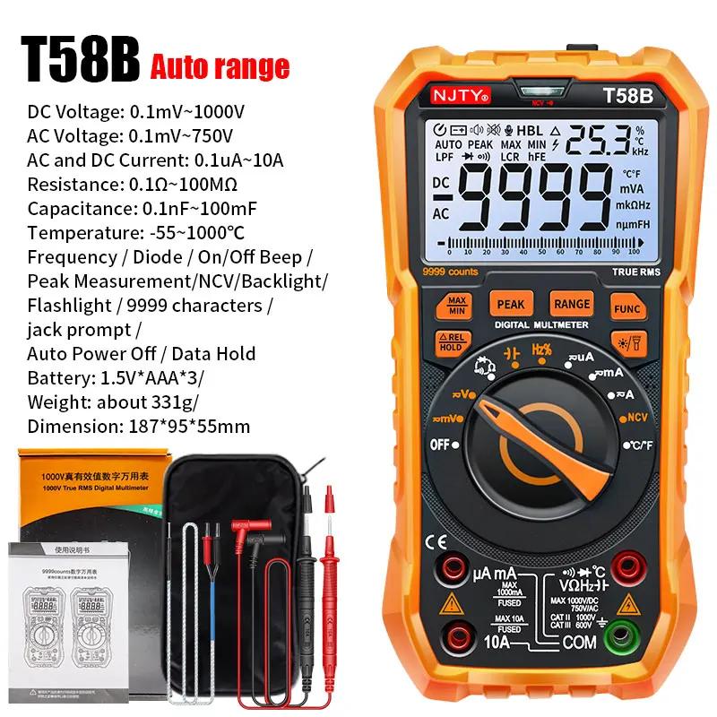 TY T58A/B NCV Digital Multimeter 9999 words Auto Ranging AC/DC voltage meter Flash light Back light Large Screen like RM113D