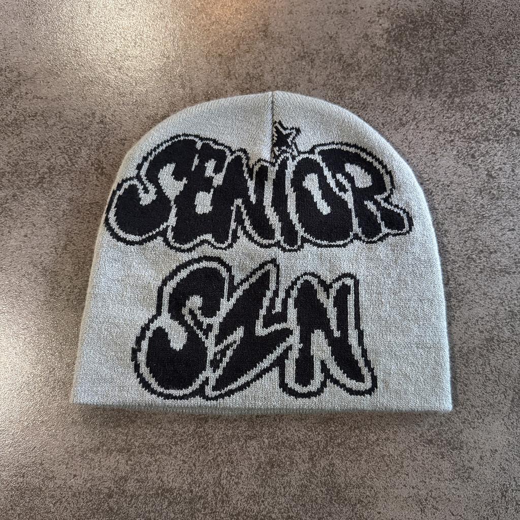 Vintage Letter Knit Hat For Men Women Winter Warm Beanie With No Brim Street Style