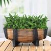 Rustic Half Barrel Planter Weather Resistant Flower Pot with Drainage Hole Indoor Outdoor Barrel Flowerpot for Flowers Herbs