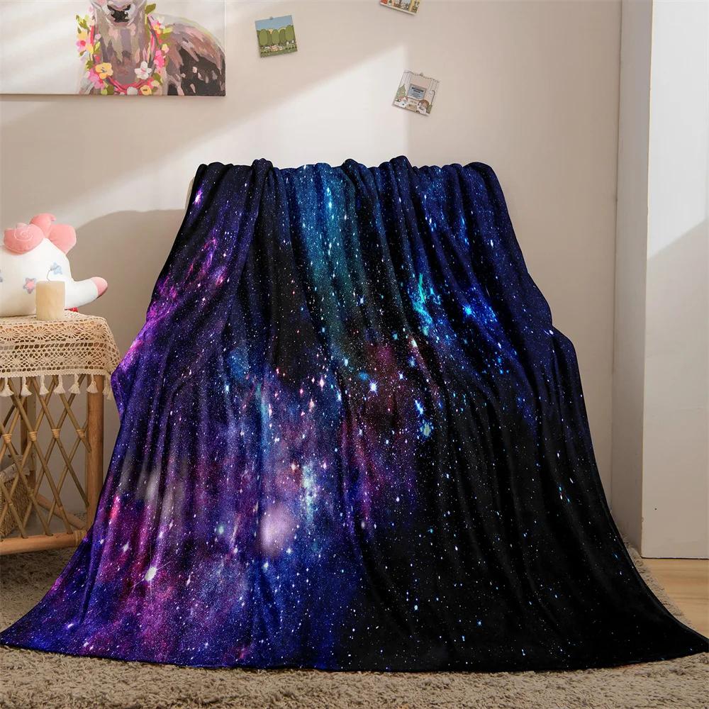 Galaxy Blanket Star Throws Planet Space Gift for Boy Girl Colorful Soft Lightweight Flannel Fleece Blankets Purple for Bed Couch