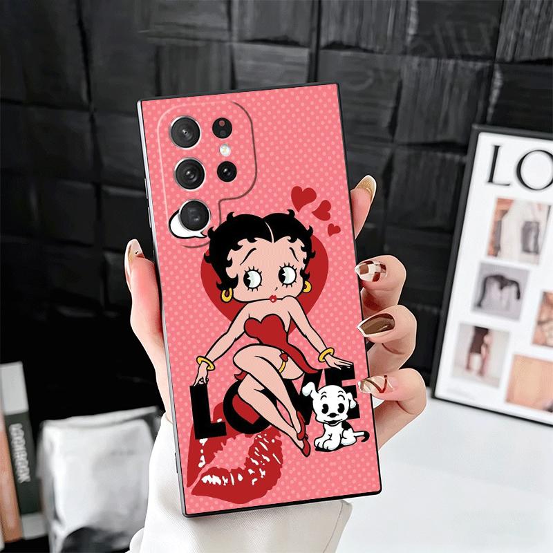 B-Bettys B-Boops Girl Soft Phone Case for Samsung Galaxy S26 S25 Edge S24 Ultra S23 Plus S22 S21 FE S20 Black Cover Back Shell