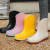 Women's Anti-slip Rain Boots, Mid-calf Slip-on Rain Boots, Women's Waterproof Non-slip Boots and Bare Rain Boots for Women
