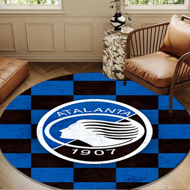 1PC Football Atalanta League Round Rug for Livingroom,Bedroom, Palyroom, Chair Rug, Area rug, Circle Carpet, Large Size Fan Christmas gift