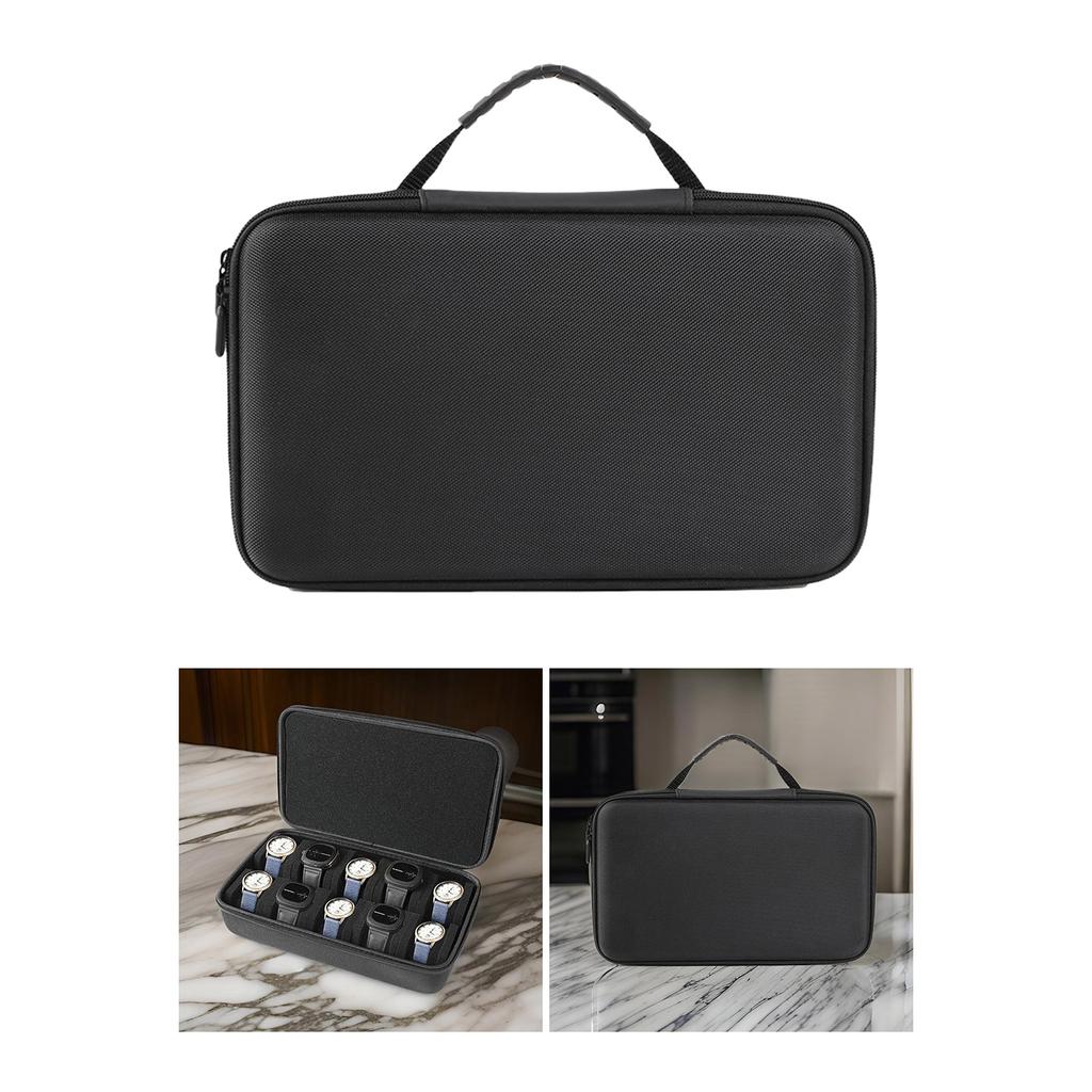 Портативный мужской футляр для хранения часов с 10 отделениями, прочный органайзер для часов из ткани Оксфорд с молниями и мягкой подкладкой