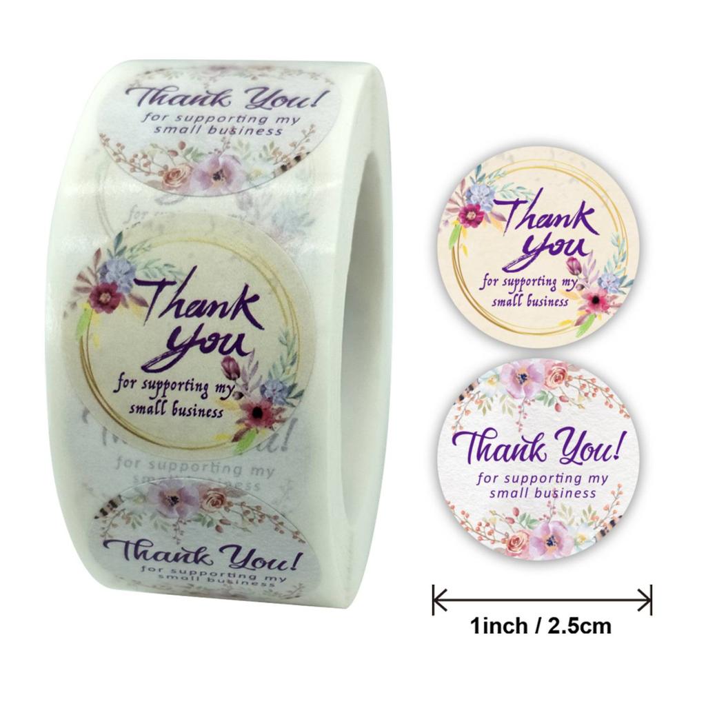 Около 500 шт. наклейки с цветами «спасибо» для конвертов, подарочные запечатывания, деловая упаковка, печать, этикетка, канцелярские наклейки, рулоны ручной работы