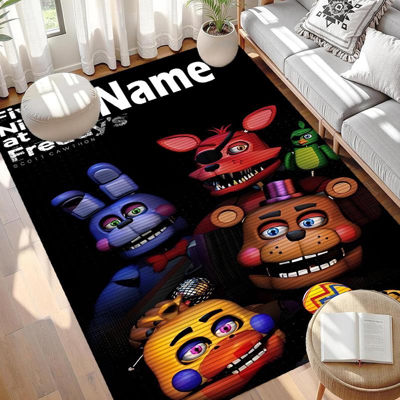 Custom Name Personalized Five Nights at Freddy's Print Carpet, Versatile Home Decor Rug, for Playroom, Apartment, Balcony, Entryway, Hallway Gift