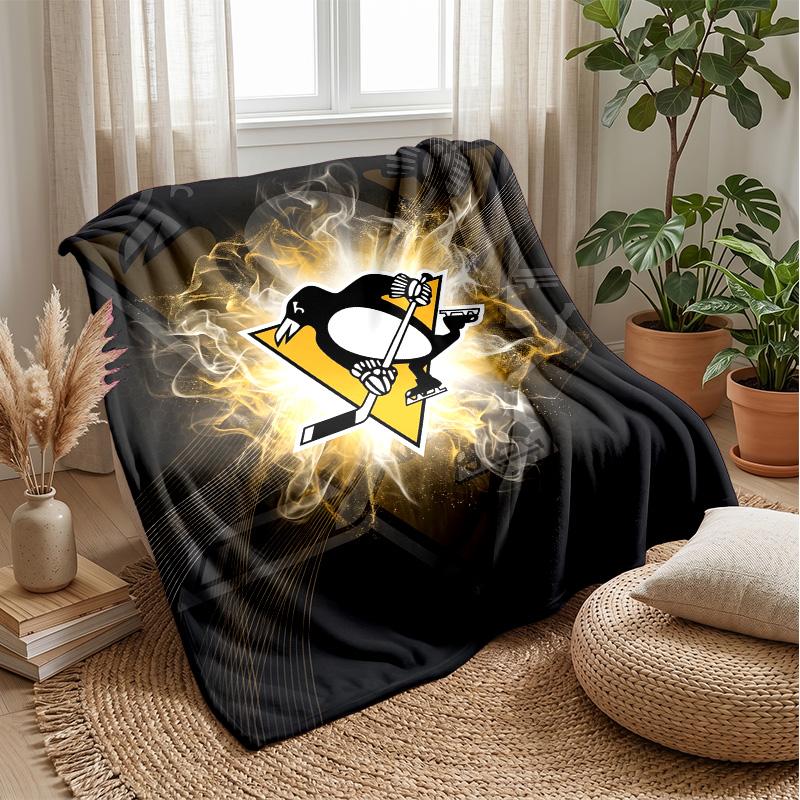 Pittsburgh Penguins Flannel Fleece Blanket Cozy Warm Throw Blanket For Couch Bed Travel All Season Use