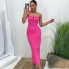 Summer Sexy Hollow Out Vacation Dress For Women Sleeveless Elegant Slim Off Shoulder Long Dresses Ladies Party Fashion Street Bodycon Slit Dress Woman