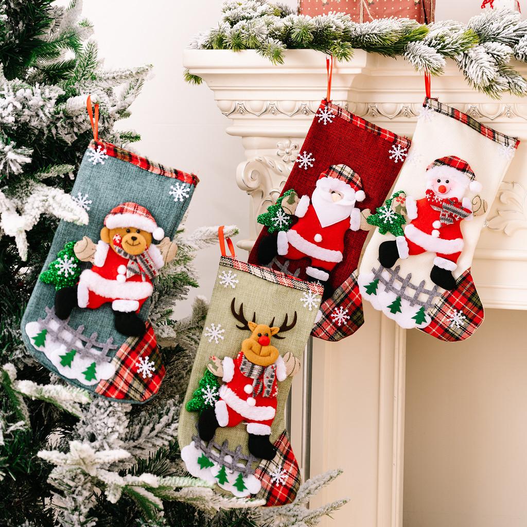 Extra Large Cartoon Christmas Socks Adorable Holiday Gift Bags For Tree Decorations