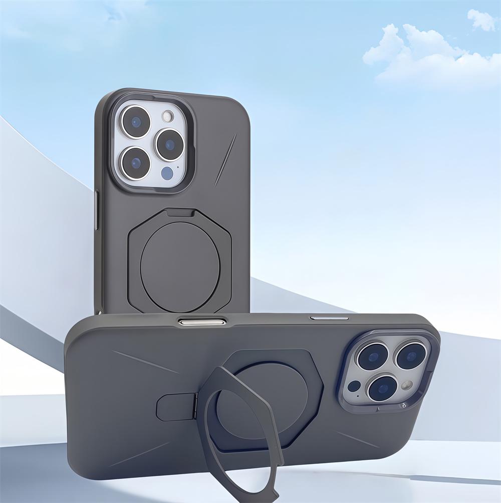 For iPhone 16 Pro Magnetic Case TPU+PC Kickstand Phone Cover