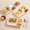 New Cartoon Plastic Divided Dinning Plate With Soup Bowl Reusable Food Plates For Kids Microwave Safe Food Serving Tray