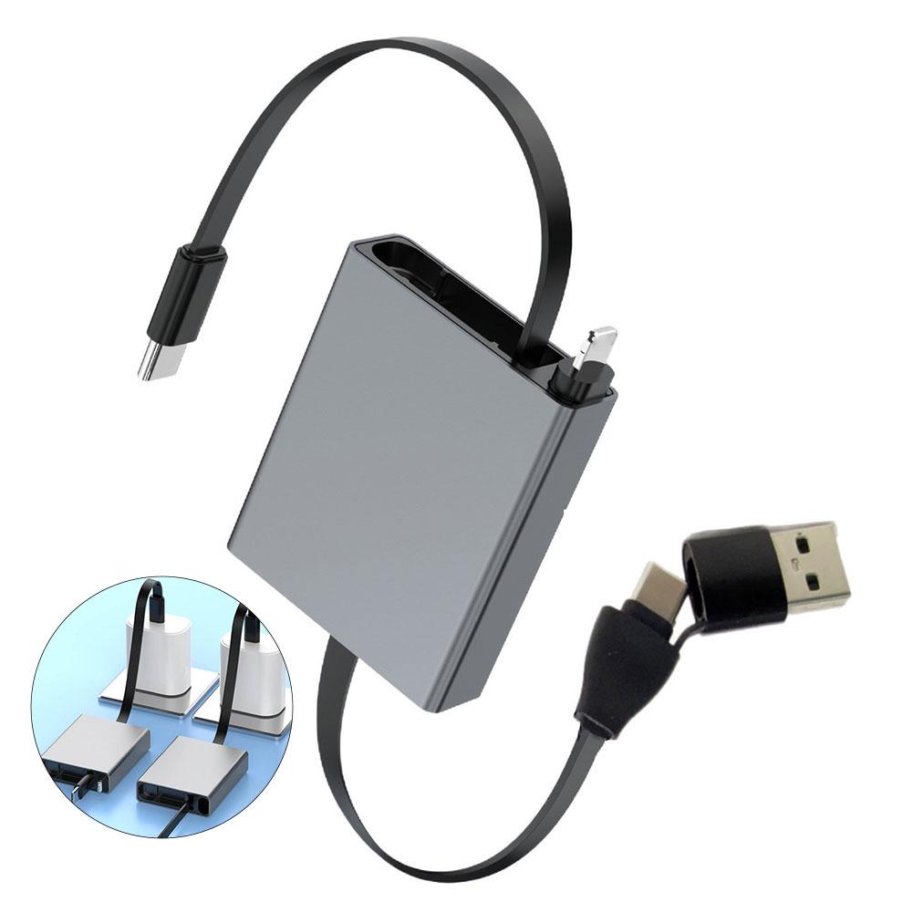Кабель USB Type-C с быстрой зарядкой, выдвижной шнур из алюминиевого сплава для телефона, ноутбука, USB C на C, портативный, удлиняемый, для данных