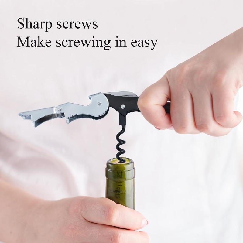 Wine Corkscrew Stainless Steel Wine Opener with Foil Cutter Double Hinged Cork Screw Professional Wine Bottle opener, 7