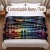 Music Guitar Theme Soft Blanket Personalized Custom Name Text Print Warm Blanket Home Sofa Bedroom Decor