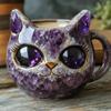 Кружка ручной работы с искусственным кристаллом в виде кошачьей мордочки, кружка-жеода с котенком из смолы и минералов для кофе и чая, уникальный художественный декор, подарок для семьи, друзей, любителя кошек