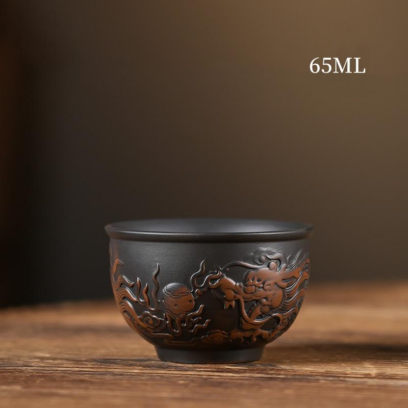 Ретро-резные чайные чашки Высококачественный керамический чайный сервиз Чашки Фиолетовая керамика Чайная чашка в стиле кунг-фу Керамика Чайная утварь Чашка для чая Маленькая чайная чашка