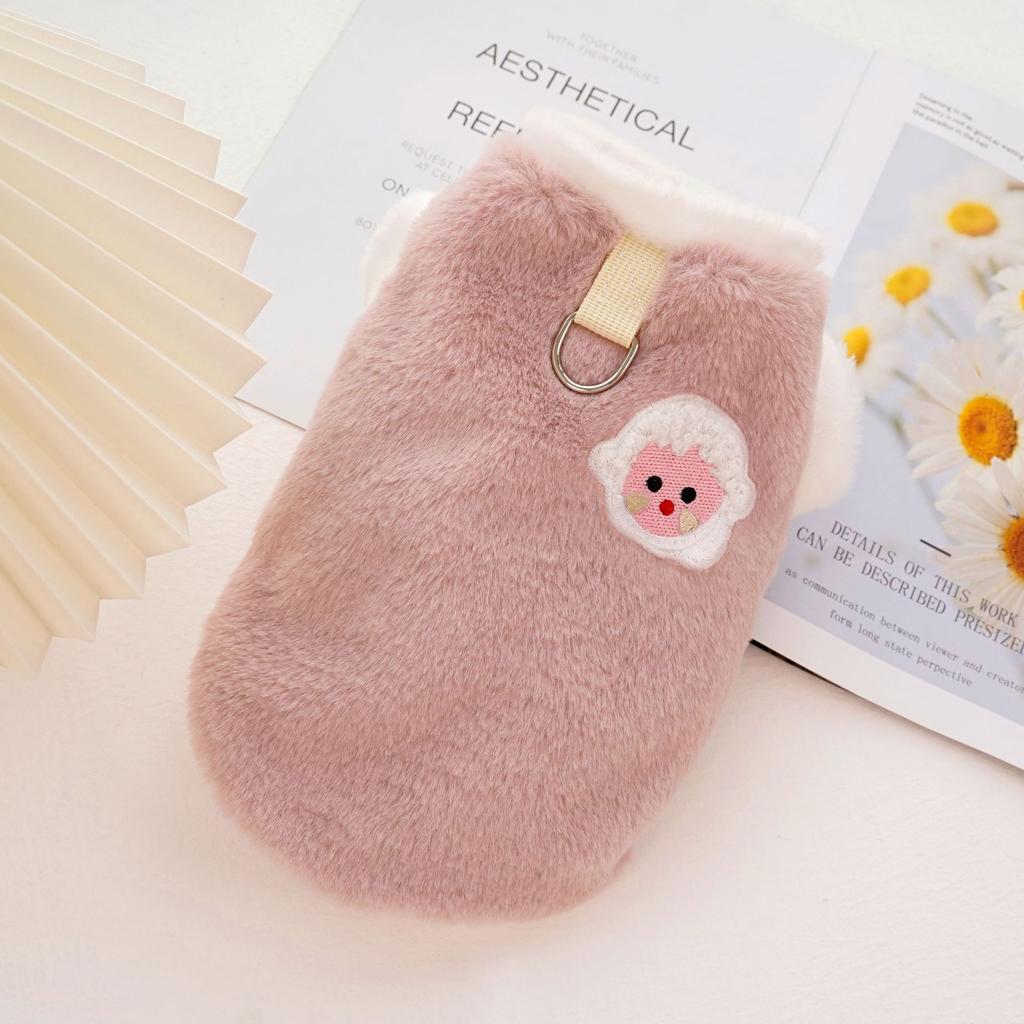 Pet Clothing Autumn and Winter Flannel Embroidery Lamb Thickened Warm Dog Cat Clothing Supplies