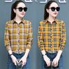 Клетчатая рубашка для женщин, сто женщин, топы, свободная ретро рубашка с длинным рукавом с гонконгским вкусом