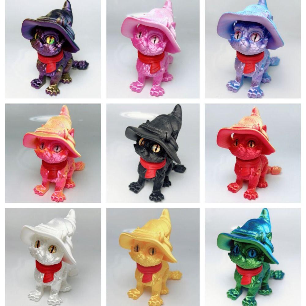 Модель кошки, напечатанная на 3D-принтере, из пластика, креативная скульптура, шарнирная кукла кошки, технология 3D-печати, реалистичный дизайн