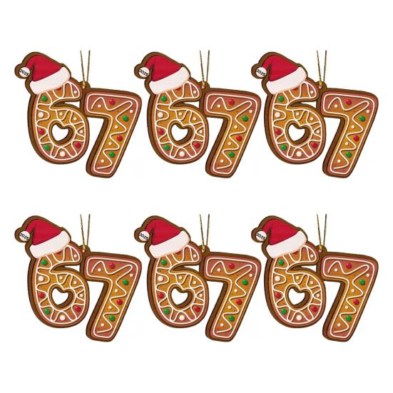 Рождественское украшение Акриловый пряничный человечек Номер 67 Подвеска со шляпой Праздничное украшение для рождественской елки Праздничный подарок
