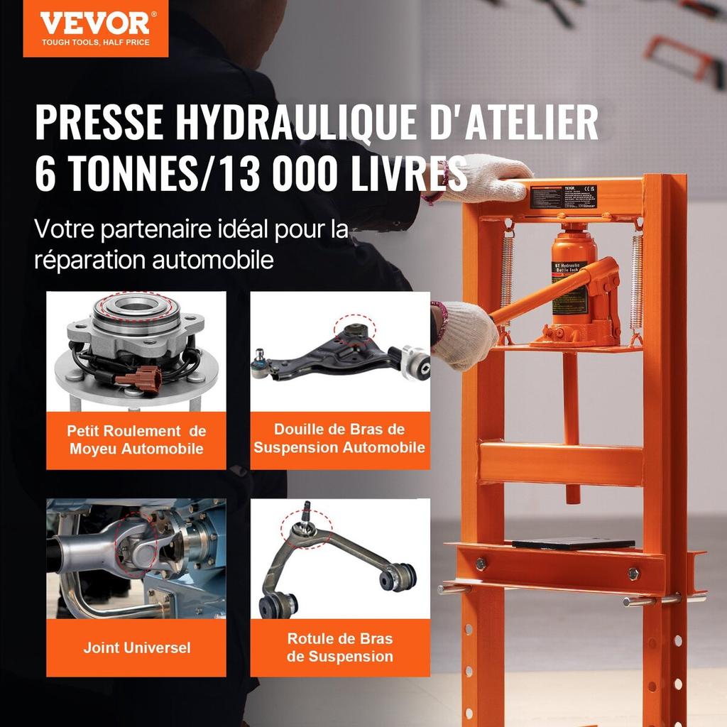 Hydraulic Shop Press 6 Ton with Press Plates H-Frame Benchtop Press Stand