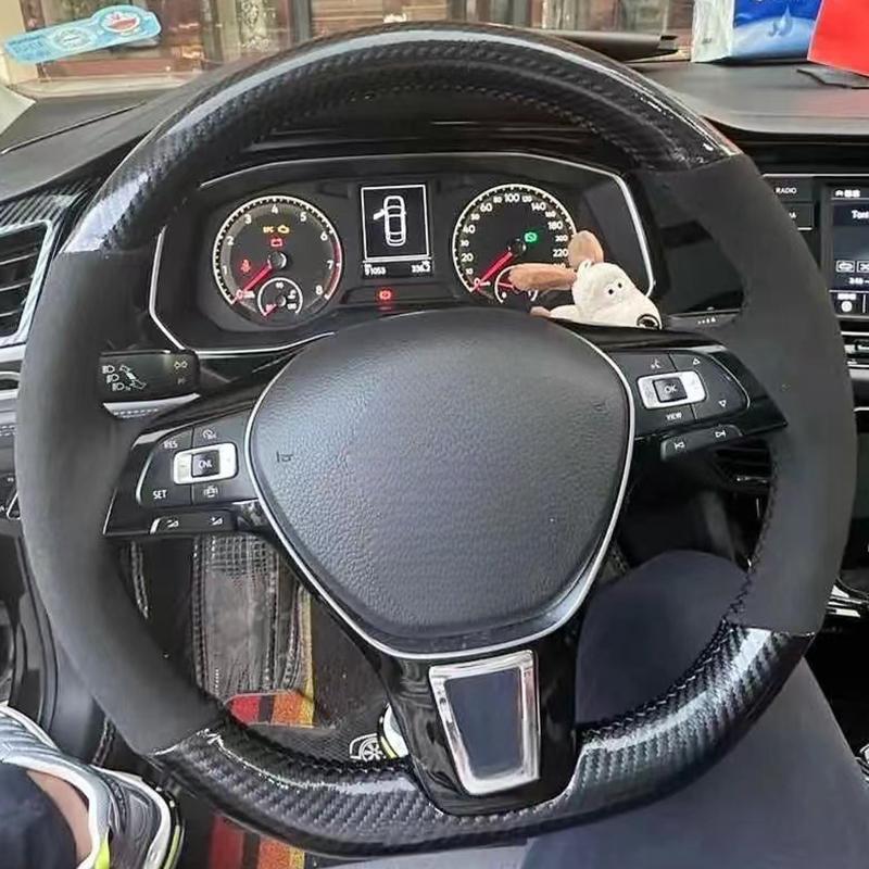 Suede Carbon Fiber Hand Sewing Car Steering Wheel Cover For Volkswagen VW Golf 5 Mk5 VW Passat B6 Jetta 5 Mk5 Tiguan 2007-2011