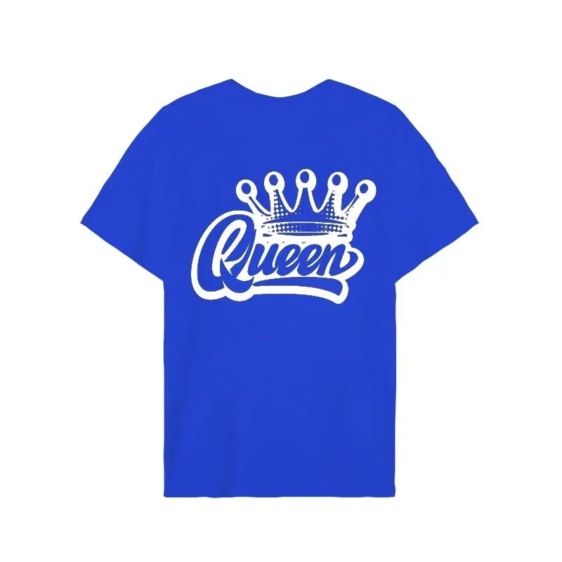 King Queen Crown Print Lover Couples Tee Shirt Harajuku Women T-shirt Crown Couple Matching Tshirt Clothes Summer Women Man Tops