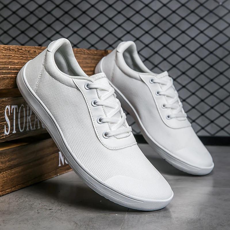 Новые мужские широкие парусиновые кроссовки 2024, модные кроссовки на плоской подошве, мягкая подошва с нулевым занижением, широкий носок, легкие модные кроссовки, большой размер 47