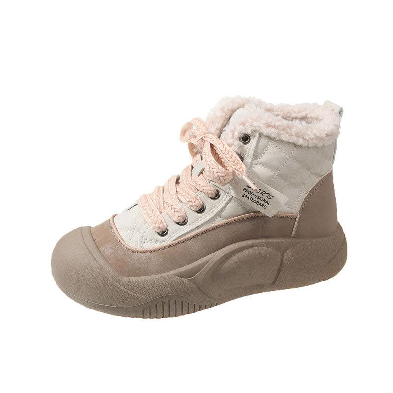 Женские зимние ботинки с флисовой подкладкой для женщин, утолщенные, теплые, с уплотненной подошвой, с увеличенной спортивной хлопковой подкладкой