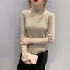 Half High Collar Lace Patchwork Hollow Sweater for Women's Autumn and Winter Slim Fit Knitted Top