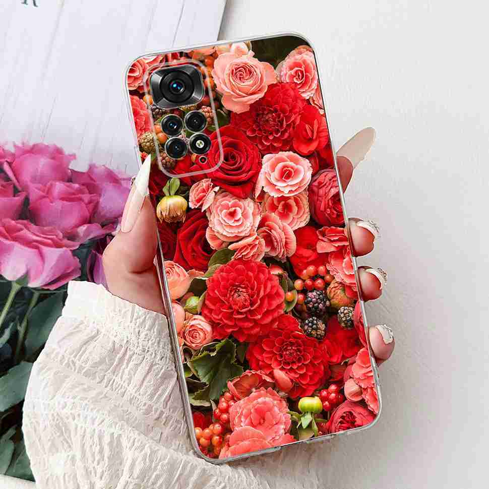 Чехол с ярким цветком для Xiaomi Redmi Note 11 4G, силиконовый, мягкий, ударопрочный задний чехол для Redmi Note 11S Note11s Note11 4G