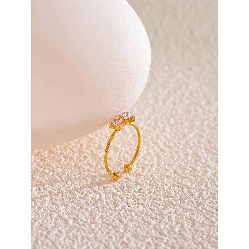 Eetit Изящное блестящее кубическое циркониевое кольцо-бантик с открытым пальцем 2024 года из нержавеющей стали, милые повседневные модные ювелирные аксессуары