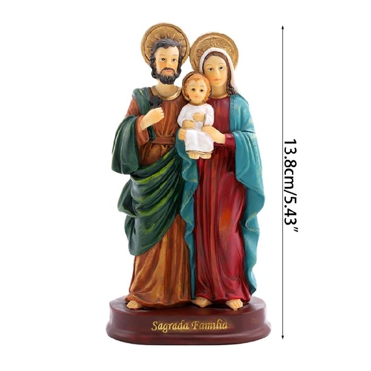 Holy Family Statue with Child Catholic Standing Figurine Religious Gift for Home Decors Desktop Table Ornament