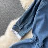 Summer Temperament Lapel Splicing Denim Vintage Dresses