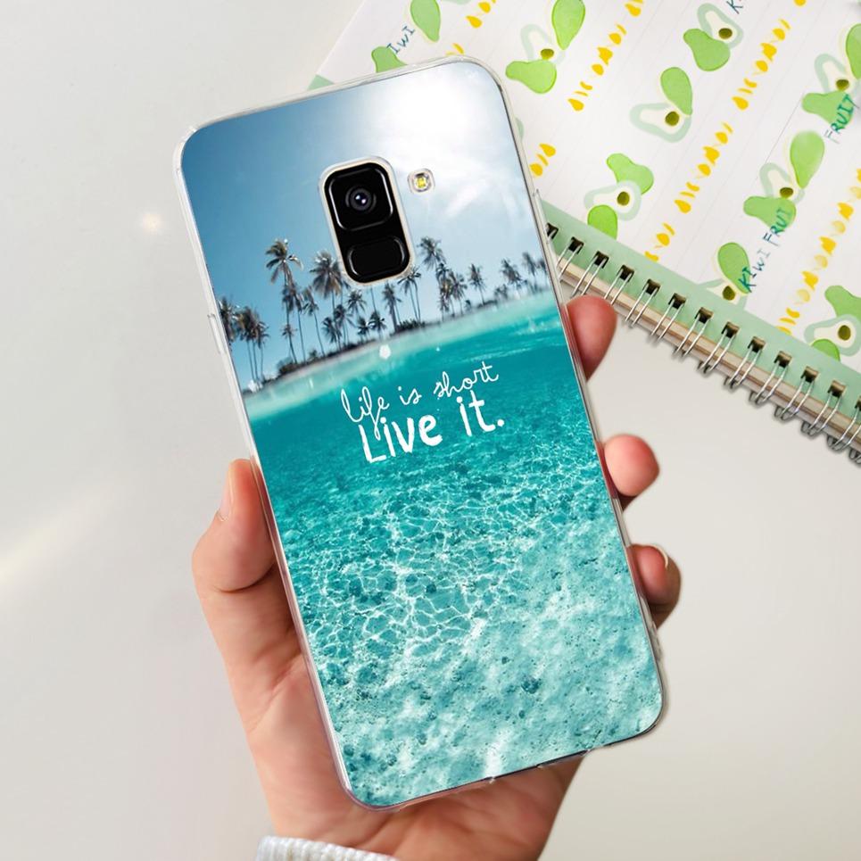 For Cover Samsung Galaxy A8 2018 Case Samsung A5 2018 Butterfly Dinosaur Cat Flower Clear Soft TPU Coque Samsung A8 2018 A5 2018