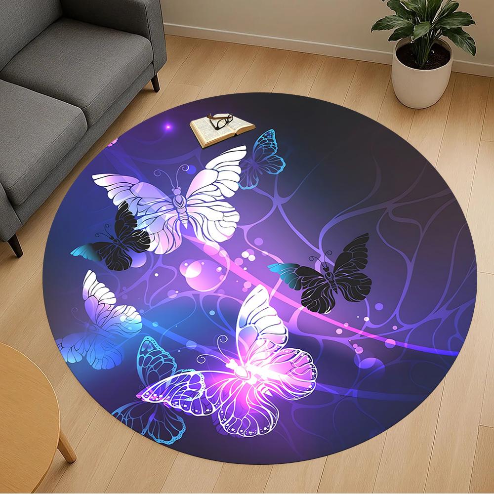 1pc Butterfly Circle Round Chair mat Area Rug - Non-Slip, Floor Mat for Office, Bedroom, and Indoor Decor c1125189