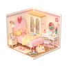 Robotime Rolife Lovely Pink Bedroom Plastic House Building Set Toy DIY Miniature Dollhouse Playset with LED for Teens Adults DW0