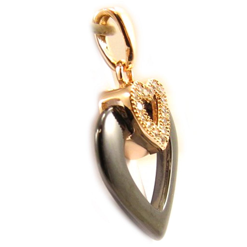 Les Trésors De Lily [L4674] - Позолоченный кулон «Любовь» черный (керамика) розовое золото - 20х15 мм