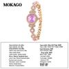 Женские кварцевые часы Mokago из сплава с темпераментным дизайном, с короной и браслетом, полностью инкрустированными бриллиантами - Водонепроницаемые, легкая роскошь