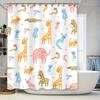 Набор штор для душа с животным принтом, декор для ванной комнаты для детской комнаты, разноцветный принт жирафа и слона, водонепроницаемая тканевая штора для душа